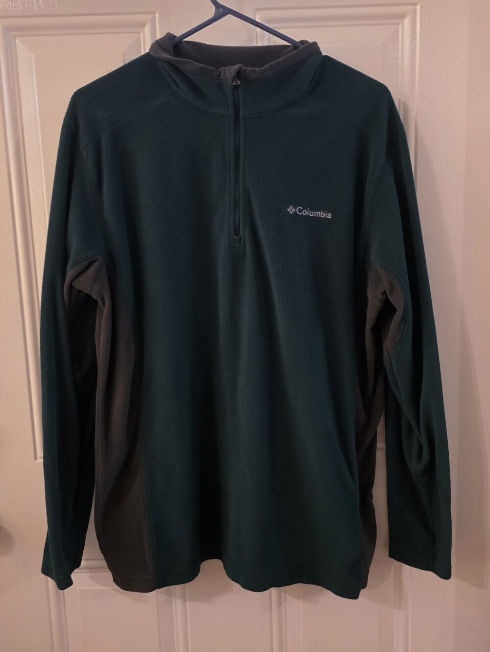 Columbia Men's Forest Green and Gray Half-Zip Fleece Pullover